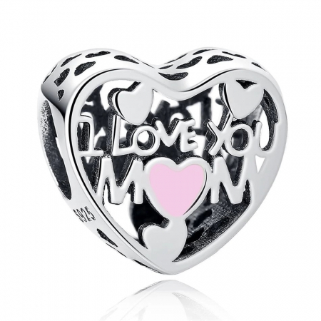 Talisman Argint 925, Charm compatibil Pandora – I love you mom, Bijuterii Nadiela [1]