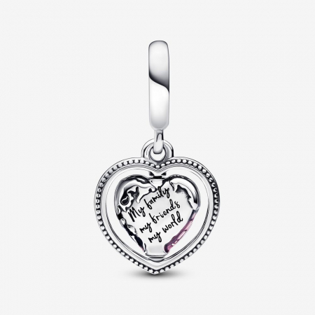 Talisman Argint 925, Charm compatibil Pandora – My Family, My Friends, My World, Bijuterii Nadiela [1]