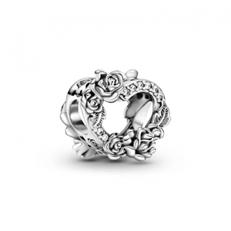 Talismane cu teme - Talisman Argint 925, Charm compatibil Pandora – Flower Heart, Bijuterii Nadiela