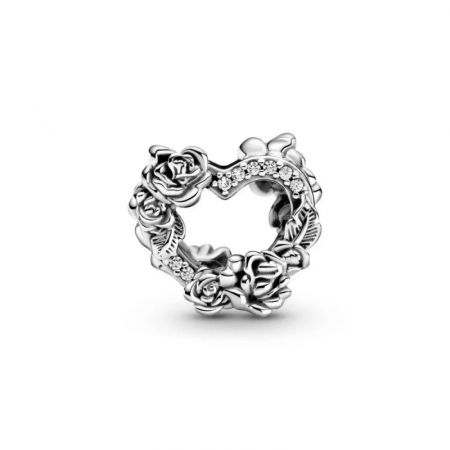 Talisman Argint 925, Charm compatibil Pandora – Flower Heart, Bijuterii Nadiela [1]