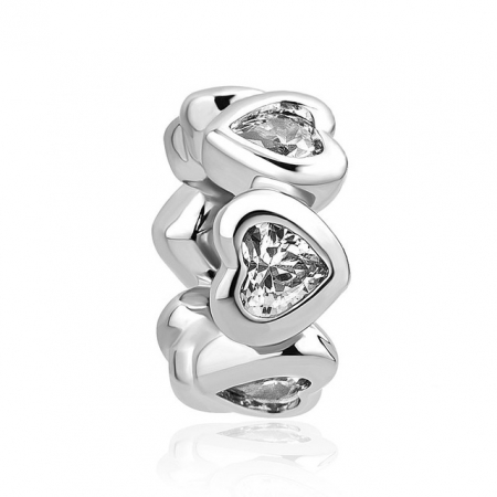 Bijuterii Mama Fiica - Talisman Argint 925, Charm compatibil Pandora – Crystal hearts, Bijuterii Nadiela