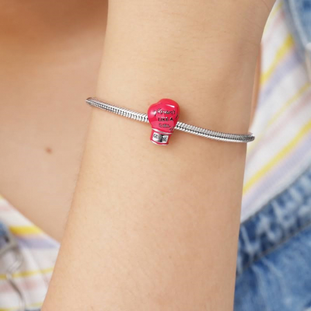 Talisman Argint 925, Charm compatibil Pandora – Boxing girl, Bijuterii Nadiela [2]