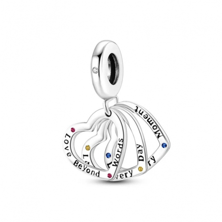 Talisman Argint 925, Charm compatibil Pandora – Love, Laugh, Live, Bijuterii Nadiela