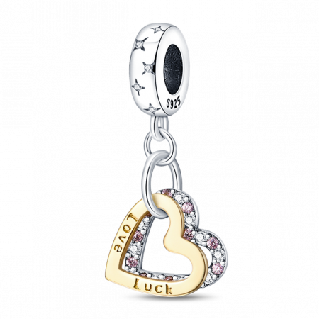 Talismane placate cu Aur - Talisman Argint 925, Charm compatibil Pandora – Love Luck, Bijuterii Nadiela