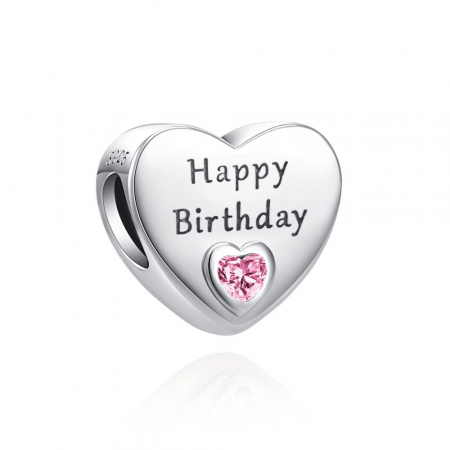 Talismane cu mesaje - Talisman Argint 925, Charm compatibil Pandora – Happy Birthday, Bijuterii Nadiela