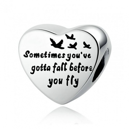 Bijuterii Mama Fiica - Talisman Argint 925, Charm compatibil Pandora – You've gotta fall before you fly, Bijuterii Nadiela