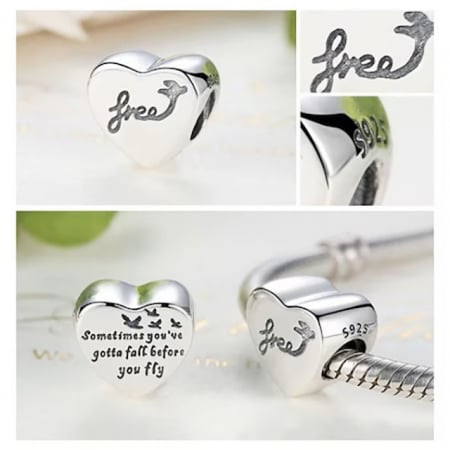 Talisman Argint 925, Charm compatibil Pandora – You've gotta fall before you fly, Bijuterii Nadiela [1]