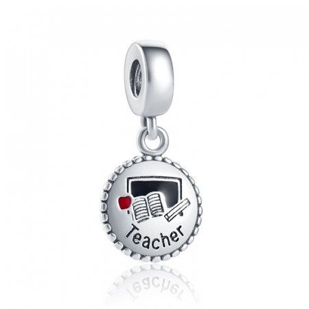 Talisman Argint 925, Charm compatibil Pandora – For teacher with love, Bijuterii Nadiela Talismane cu teme - Talisman Argint 925, Charm compatibil Pandora – For teacher with love, Bijuterii Nadiela