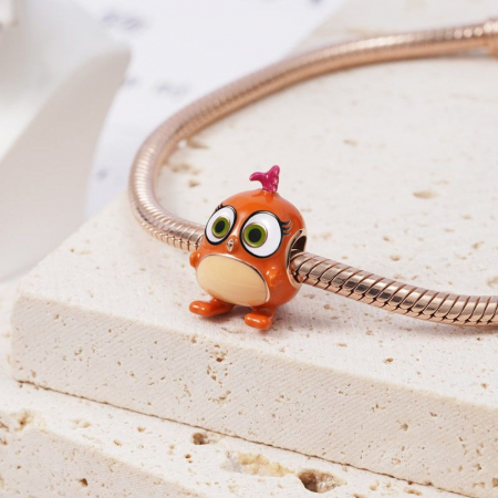 Talisman Argint 925, Charm compatibil Pandora – Orange Angry Birds, Bijuterii Nadiela [1]