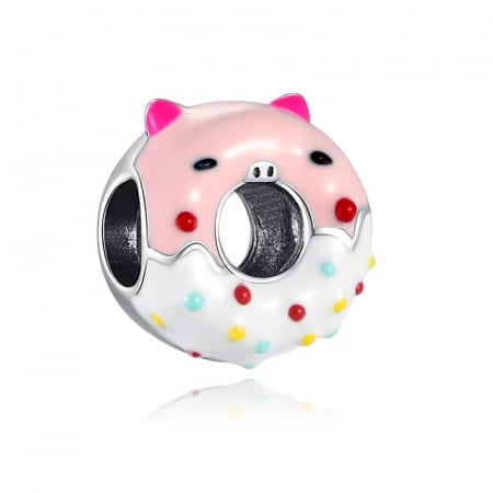 Talismane cu teme - Talisman Argint 925, Charm compatibil Pandora – Gogosica roz, Bijuterii Nadiela