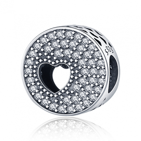 Talismane cu animale - Talisman Argint 925, Charm compatibil Pandora – Sparkly Heart, Bijuterii Nadiela
