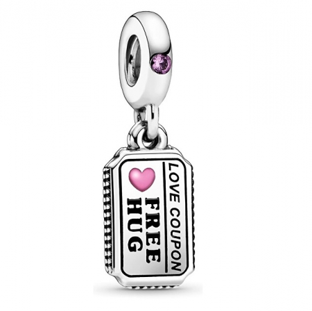 Talisman Argint 925, Charm compatibil Pandora – Love Coupon, Free hug, Free kiss, Bijuterii Nadiela [1]