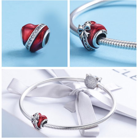 Talisman Argint 925, Charm compatibil Pandora – Beautiful Red Heart, Bijuterii Nadiela [1]