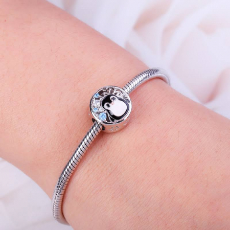 Talisman Argint 925, Charm compatibil Pandora – Penguin on ice, Bijuterii Nadiela [2]