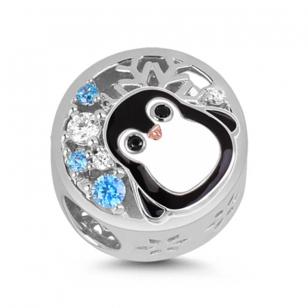 Talisman Argint 925, Charm compatibil Pandora – Penguin on ice, Bijuterii Nadiela [1]