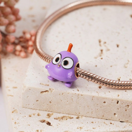 Talisman Argint 925, Charm compatibil Pandora – Purple Angry Birds, Bijuterii Nadiela [1]