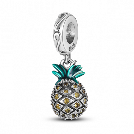 Talismane cu zirconiu - Talisman Argint 925, Charm compatibil Pandora – The pineapple, Bijuterii Nadiela