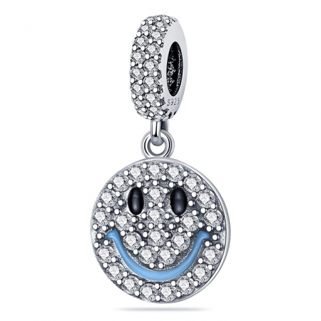 Talismane cu zirconiu - Talisman Argint 925, Charm compatibil Pandora – Smiley Face, Bijuterii Nadiela