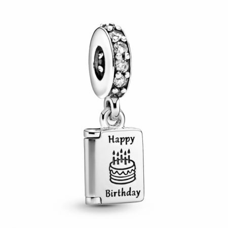 Talismane cu zirconiu - Talisman Argint 925, Charm compatibil Pandora – Happy Birthday, Best Wishes, Bijuterii Nadiela
