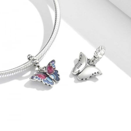 Talisman Argint 925, Charm compatibil Pandora – Fluturas colorat, Bijtuerii Nadiela [1]