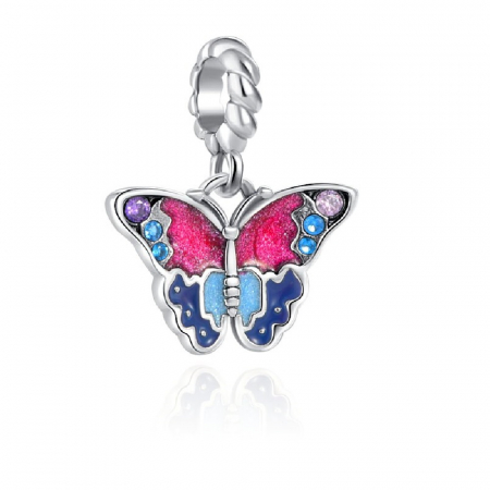 Talismane cu zirconiu - Talisman Argint 925, Charm compatibil Pandora – Fluturas colorat, Bijtuerii Nadiela