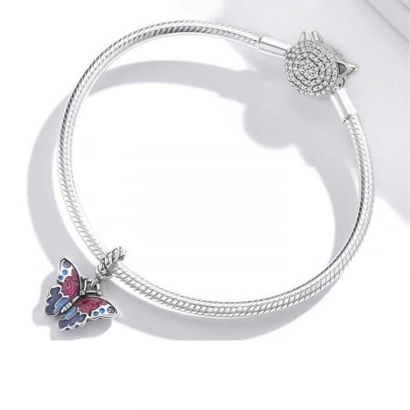 Talisman Argint 925, Charm compatibil Pandora – Fluturas colorat, Bijtuerii Nadiela [2]