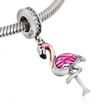 Talisman Argint 925, Charm compatibil Pandora – Flamingo , Bijuterii Nadiela [2]