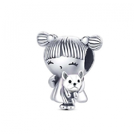 Talismane cu animale - Nadiela Talisman Argint 925, compatibil Pandora – Fetita cu Catelus