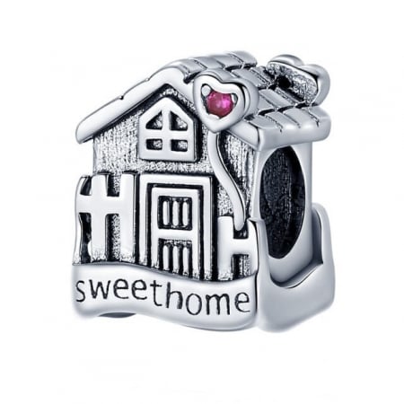 Talismane cu mesaje - Talisman Argint 925, Charm compatibil Pandora – Sweet Home, Bijuterii Nadiela