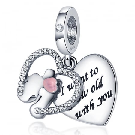 Talismane cu mesaje - Talisman Argint 925, Charm compatibil Pandora – Growing Old Together, Bijuterii Nadiela