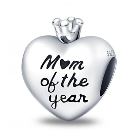Talismane pentru mama - Talisman Argint 925, Charm compatibil Pandora – Mom of the Year, Bijuterii Nadiela