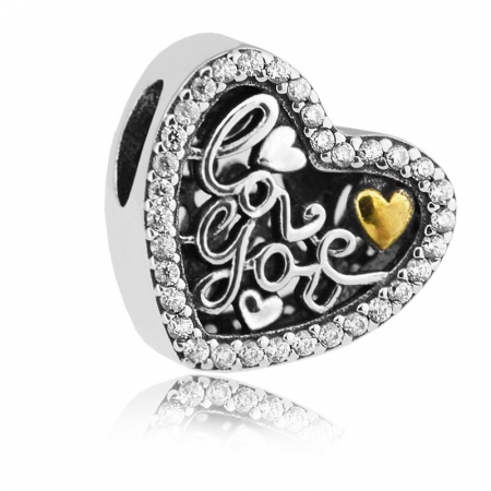 Talisman Argint 925, Charm compatibil Pandora – Love you, Bijuterii Nadiela Talismane cu zirconiu - Talisman Argint 925, Charm compatibil Pandora – Love you, Bijuterii Nadiela