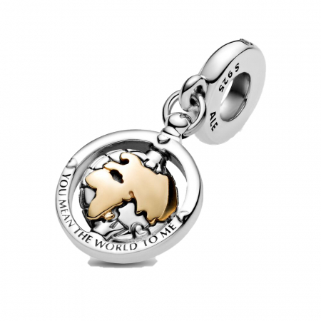 Talisman Argint 925, Charm compatibil Pandora – You mean the world to me, Bijuterii Nadiela [3]