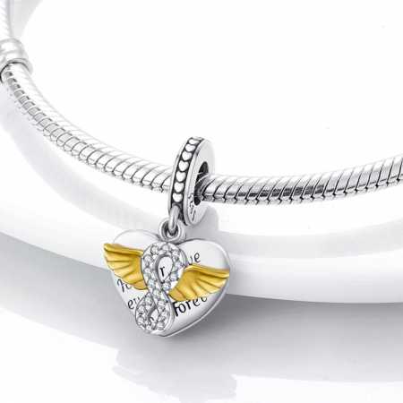 Talisman Argint 925, Charm compatibil Pandora – Heart and Wings for Love, Bijuterii Nadiela [1]