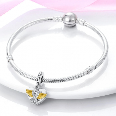 Talisman Argint 925, Charm compatibil Pandora – Heart and Wings for Love, Bijuterii Nadiela [2]