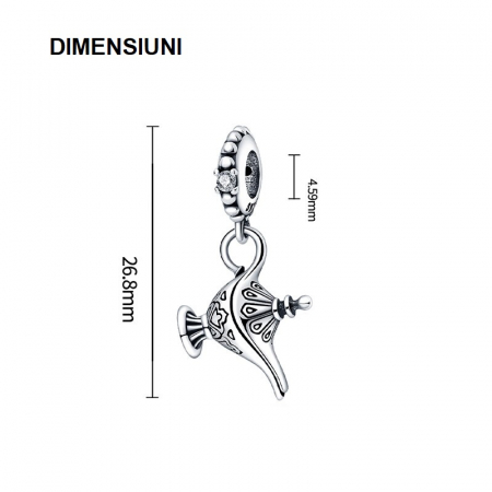 Talisman Argint 925, Charm compatibil Pandora – Lampa lui Aladin, Bijuterii Nadiela [2]