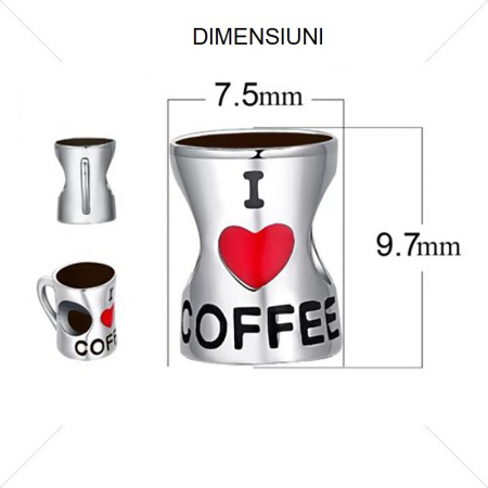 Talisman Argint 925, Charm compatibil Pandora – Coffee addict, Bijuterii Nadiela [1]
