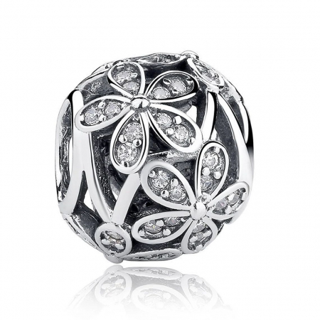 Talismane cu zirconiu - Talisman Argint 925, Charm compatibil Pandora – Cristal Flower, Bijuterii Nadiela
