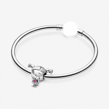 Talisman Argint 925, Charm compatibil Pandora – Fetita cu ursulet, Bijuterii Nadiela [2]