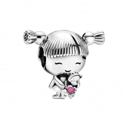 Talismane cu animale - Talisman Argint 925, Charm compatibil Pandora – Fetita cu ursulet, Bijuterii Nadiela