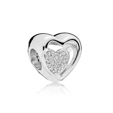 Talismane - Talisman Argint 925, Charm compatibil Pandora – From heart to heart, Bijuterii Nadiela