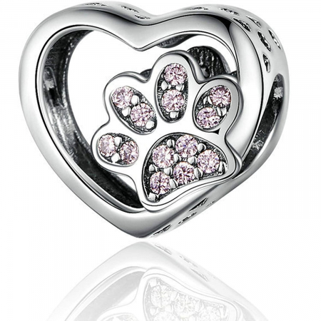 Talismane cu animale - Talisman Argint 925, Charm compatibil Pandora – Heart of my dog, Bijuterii Nadiela