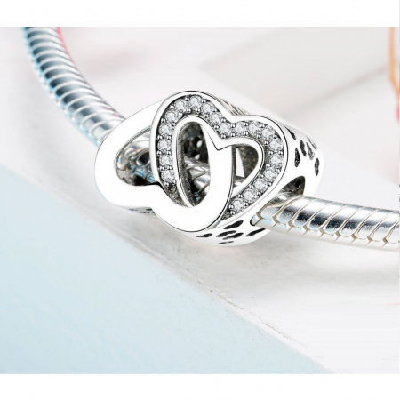 Talisman Argint 925, Charm compatibil Pandora – Inimi incrucisate, Bijuterii Nadiela [1]