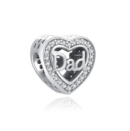 Talismane cu zirconiu - Talisman Argint 925, Charm compatibil Pandora – Iubire de tata, Bijuterii Nadiela