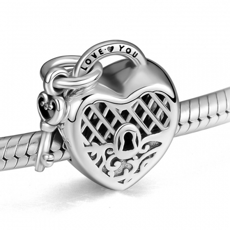 Talisman Argint 925, Charm compatibil Pandora – Key of the heart, Bijuterii Nadiela [3]