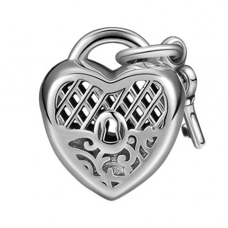 Talisman Argint 925, Charm compatibil Pandora – Key of the heart, Bijuterii Nadiela [1]