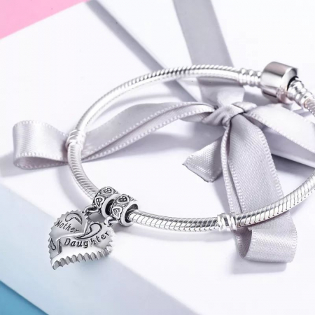 Talisman Argint 925, Charm compatibil Pandora – Mother and Daughter, Bijuterii Nadiela [1]