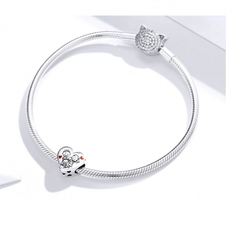 Talisman Argint 925, Charm compatibil Pandora – Our family, Bijuterii Nadiela [1]