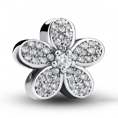 Talismane cu zirconiu - Talisman Argint 925, Charm compatibil Pandora – The flower, Bijuterii Nadiela