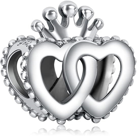 Talismane cu teme - Talisman Argint 925, Charm compatibil Pandora – The hearts crowned, Bijuterii Nadiela